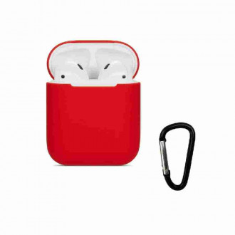 Θήκη Σιλικόνης Soft με Γάντζο Airpods 1/ 2 Κόκκινο