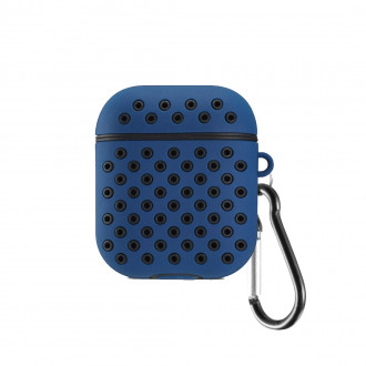 Θήκη Honeycomb με Γάντζο Airpods 1/ 2 Μπλε - Μαύρο