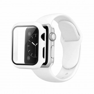 OEM 2 σε 1 Λουράκι Σιλικόνης και Θήκη για Apple Watch 45mm Λευκό