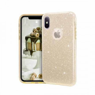 OEM Back Cover Θήκη Σιλικόνης Glitter για iPhone X/Xs Χρυσό