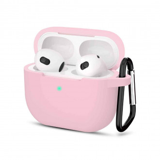 Θήκη Σιλικόνης Soft με Γάντζο Airpods 3 Ροζ