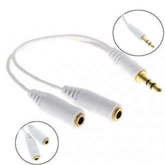 Καλώδιο 1 x male to 2 x female 3.5mm Audio Jack to Headphone Microphone Splitter Converter Adaptor Λευκό