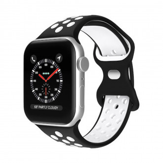Fashion Watch Λουράκι Σιλικόνης για Apple Watch 38mm/ 40mm Honeycomb Μαύρο-Λευκό