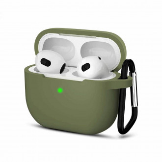 Θήκη Σιλικόνης Soft με Γάντζο Airpods 3 Χακί Πράσινο