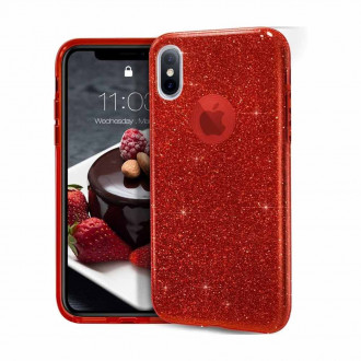 OEM Back Cover Θήκη Σιλικόνης Glitter για iPhone X/Xs Κόκκινο