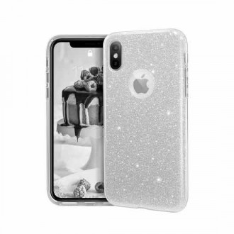 OEM Back Cover Θήκη Σιλικόνης Glitter για iPhone X/Xs Ασημί