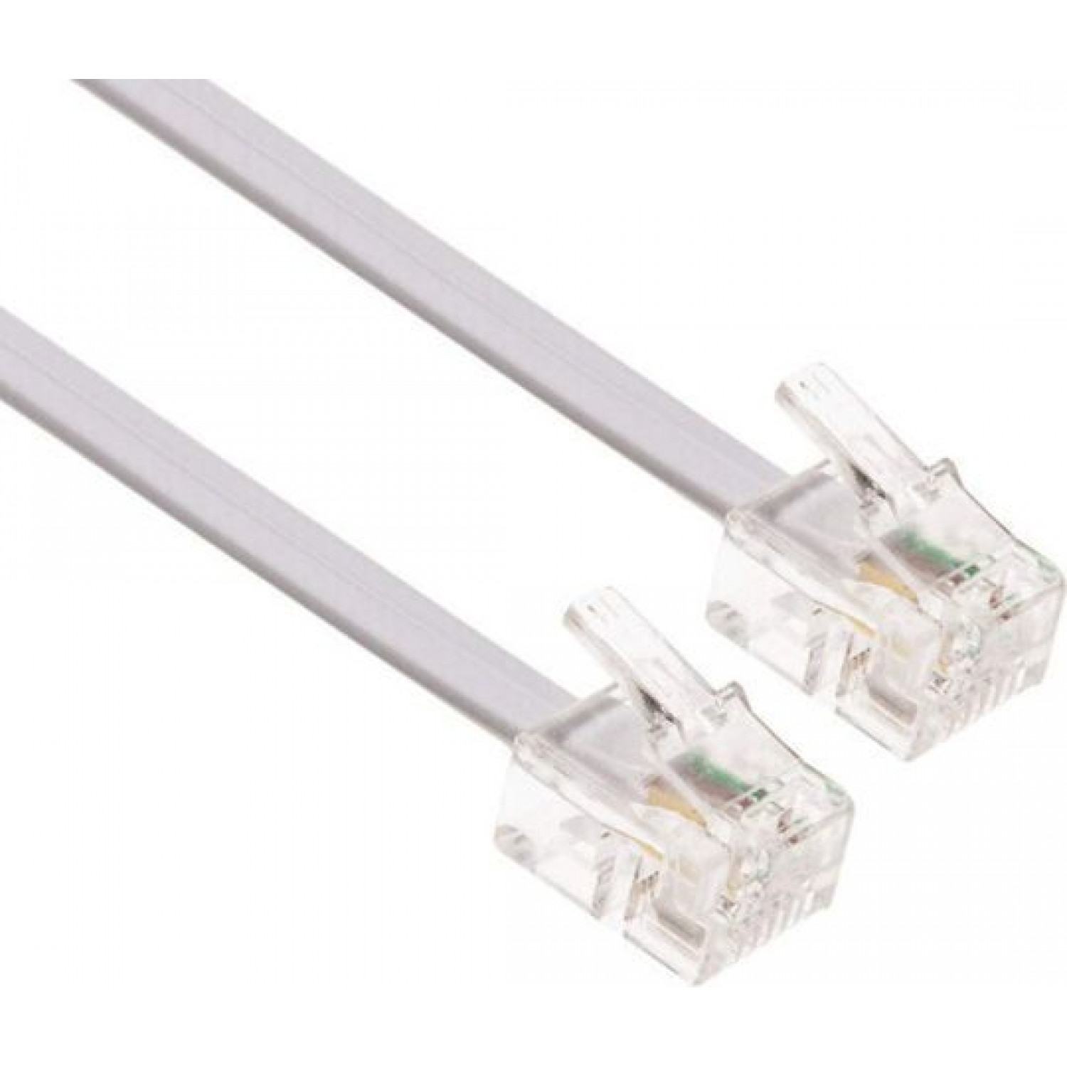 Powertech Flat Τηλεφωνικό Καλώδιο RJ11 6P4C 10m Λευκό (CAB-T006)