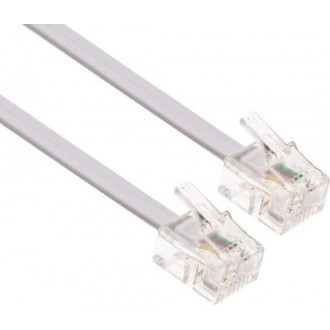 Powertech Flat Τηλεφωνικό Καλώδιο RJ11 6P4C 10m Λευκό (CAB-T006)