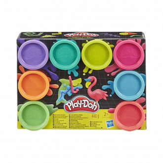 Hasbro Play-Doh Neon Non Toxic Set of 8 Colours Cans (E5063)