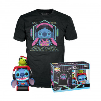 Funko Pop! & Tees (Adult): Lilo and Stitch - Gamer Stitch with Frog Vinyl Figure and T-Shirt (S)
