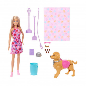 Mattel Barbie Family & Friends : Barbie Malibu - Puppy Walk Doll (JJB46)