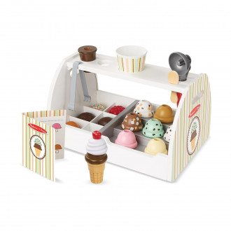 Melissa & Doug Pretend Play: Wood - Scoop & Serve Ice-Cream Counter Play Set (6074905)