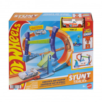 Mattel Hot Wheels Speed Snap: Stunt Tracks - Corkscrew Jump Champion Playset (JLM91)