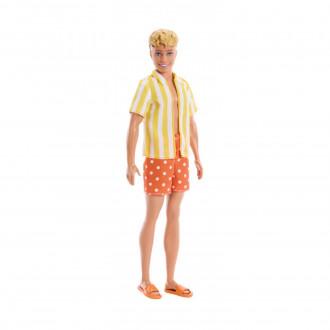 Mattel Barbie: Style - Ken Fashionistas Doll with Blond Hair, Yellow Polka-Dot Board Shorts with Yellow & White Striped Shirt #252 (JJN66)