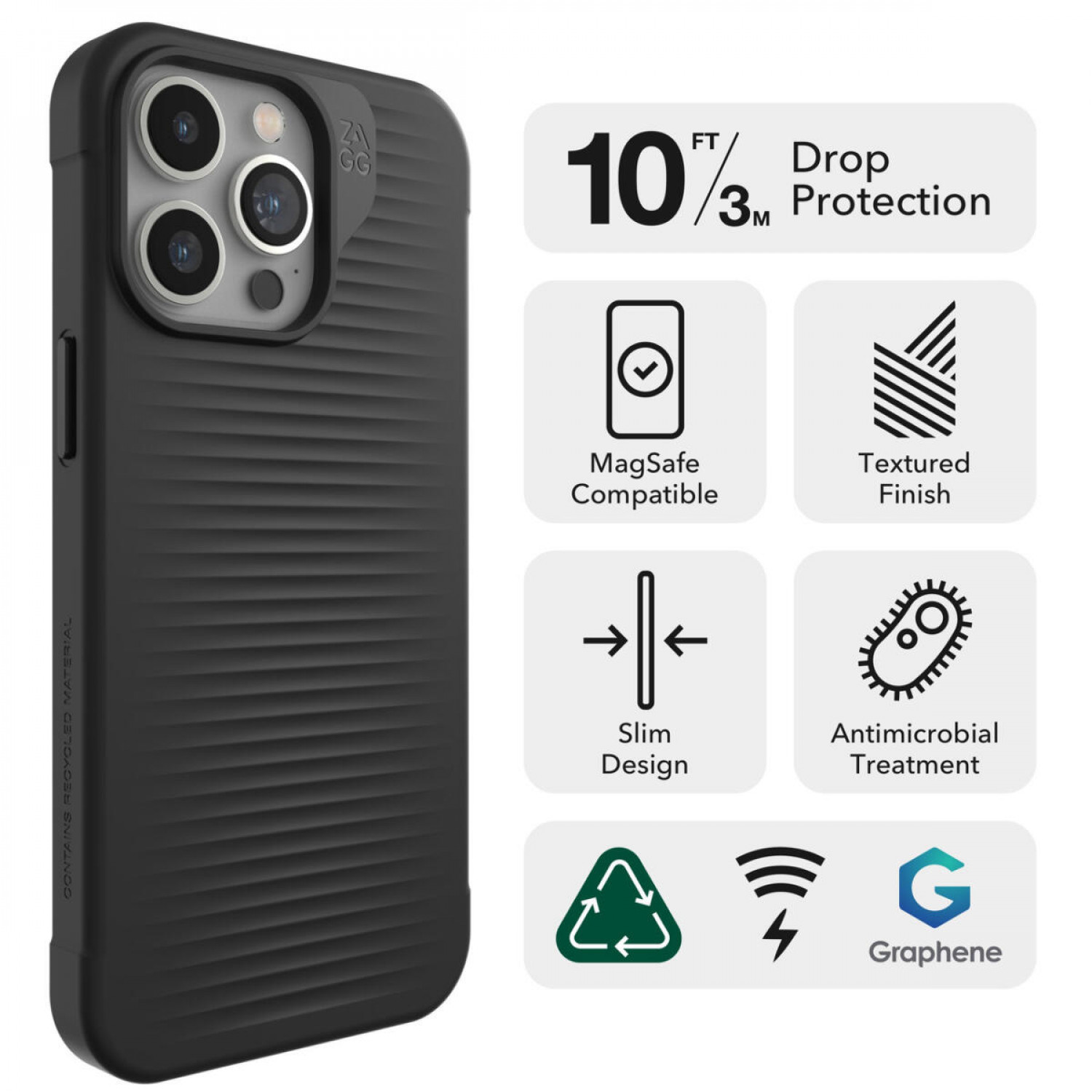 Zagg Luxe Case Λεπτή και κομψή Θήκη προστασίας που αντέχει σε πτώσεις έως 3 μέτρα – iPhone 15 Pro Max (Clear)