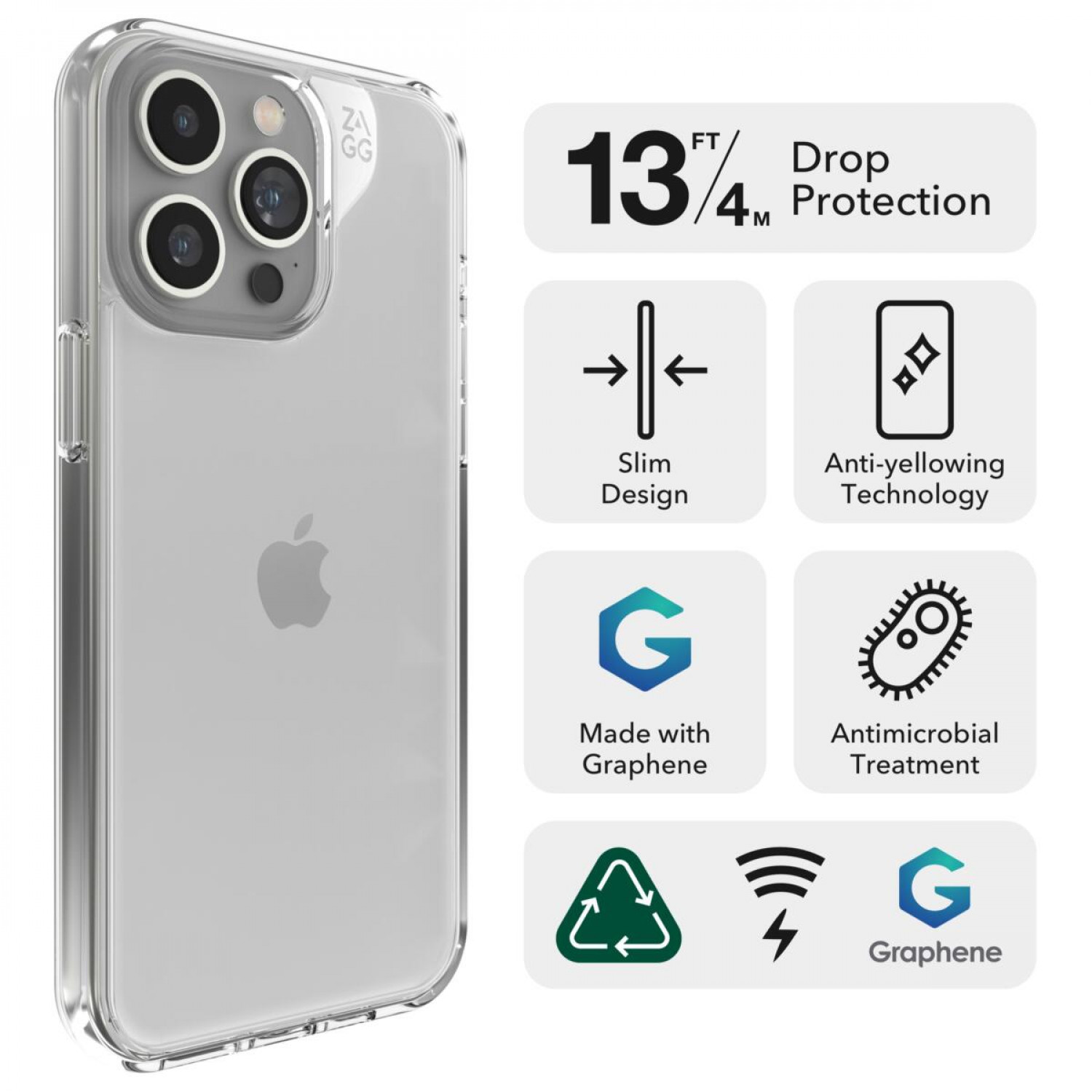 Zagg Crystal Palace Snap Θήκη προστασίας που αντέχει σε πτώσεις έως 4 μέτρα – iPhone 15 Pro Max (Clear)