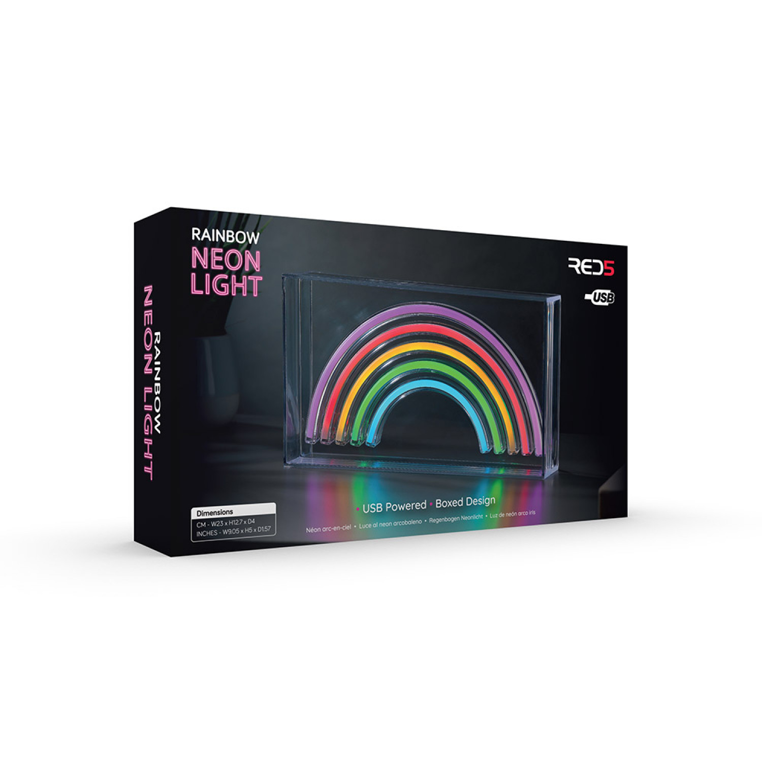 The Source - Boxed Rainbow Light Neon - Φωτιστικό σε Σχήμα Ουράνιου Τόξου