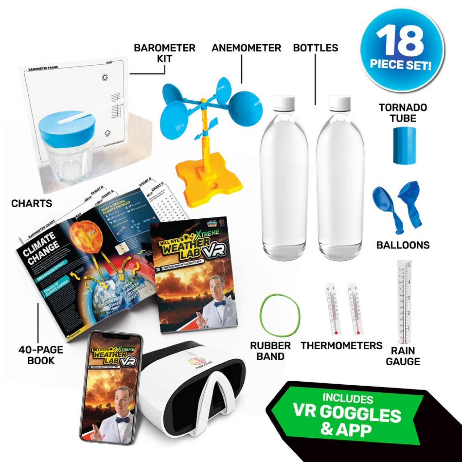 Abacus Brands Bill Nye's Weather Kit Xtreme Weather Lab VR Επιστημονικό σετ εικονικής πραγματικότητας – Πλήρης Αγγλική Έκδοση – Περιλαμβάνει Γυαλιά VR