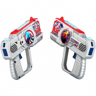 eKids Avengers Σετ 2 Laser Tag Blasters για παιδιά & ενήλικες με φωτισμό και δόνηση με εμβέλεια 30 μέτρων (AV-174) (Ασημί)