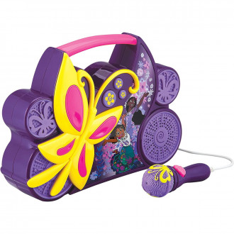 eKids Encanto Boombox Karaoke & Ενσύρματο Μικρόφωνο για παιδιά με ενσωματωμένη μουσική, φωτισμό, Sound Effects (EN-115) (Κίτρινο/Μωβ/Ροζ)