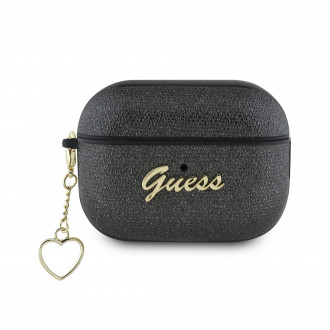 Guess “4G Charm Collection” Θήκη προστασίας απο Σιλικόνη για Apple Airpods Pro 2 με χρυσό κρεμαστό στολίδι σε σχήμα καρδιάς (Μαύρο)