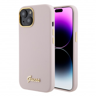 Guess “Vintage Script Gold Logo Collection” Σκληρή Θήκη προστασίας από σιλικόνη – Apple iPhone 15 (Ροζ  – GUHCP15SSMBSLP)