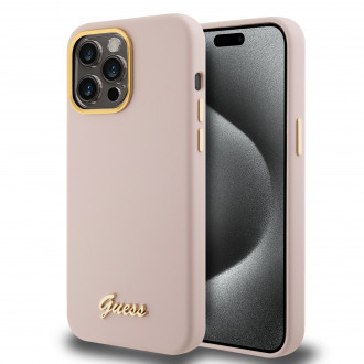 Guess “Vintage Script Gold Logo Collection” Σκληρή Θήκη προστασίας από σιλικόνη – Apple iPhone 15 Pro Max (Ροζ  – GUHCP15XSMBSLP)