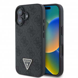 Guess “4G Triangle Strass Collection” Hard Case Θήκη προστασίας από δερματίνη– iPhone 16 (Μαύρο – GUHCP16SP4TDPK)