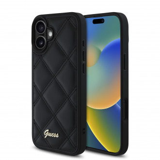 Guess “Quilted Metal Logo Collection” PU Case Θήκη προστασίας από δερματίνη – iPhone 16 (Μαύρο – GUHCP16SPSQSQSK)