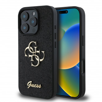 Guess Fixed Glitter Big 4G Logo Case Θήκη προστασίας από σιλικόνη – iPhone 16 Pro Max (Μαύρο – GUHCP16XHG4SGK)