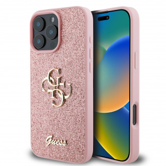 Guess Fixed Glitter Big 4G Logo Case Θήκη προστασίας από σιλικόνη – iPhone 16 Pro Max (Ροζ – GUHCP16XHG4SGP)