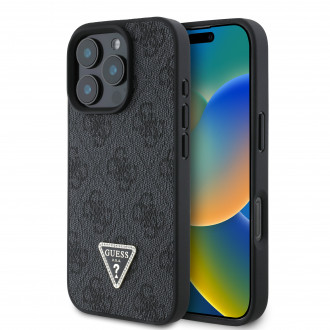 Guess “4G Triangle Strass Collection ” Hard Case Θήκη προστασίας από δερματίνη– iPhone 16 Pro Max (Μαύρο – GUHCP16XP4TDPK)