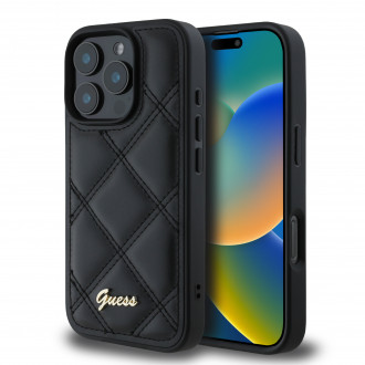 Guess “Quilted Metal Logo Collection” Case Θήκη προστασίας από δερματίνη – iPhone 16 Pro Max (Μαύρο – GUHCP16XPSQSQSK)