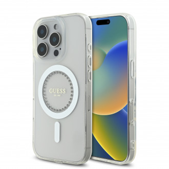 Guess Magsafe “Rhinestones” Hard Case Θήκη προστασίας από σκληρό πλαστικό – iPhone 16 Pro (Λευκό – GUHMP16LPFTDTEH)