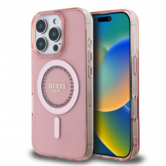 Guess Magsafe “Rhinestones” Hard Case Θήκη προστασίας από σκληρό πλαστικό – iPhone 16 Pro (Ροζ – GUHMP16LPFTDTEP)