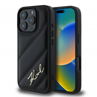 Karl Lagerfeld “Quilted Metal Signature Logo Collection” Case Θήκη προστασίας από δερματίνη – iPhone 16 Pro (Μαύρο – KLHCP16LPQDSMGK)