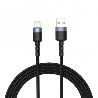Tellur Data Cable USB To Lightning with LED Light, 2A, 2m, nylon, black