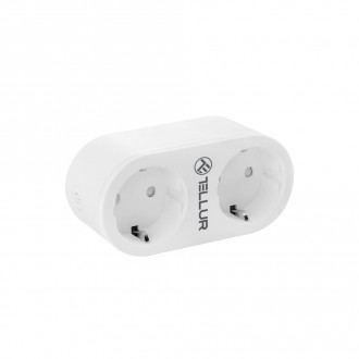 Tellur Smart WiFi AC Dual Plug Διπλή Εξωτερική Πρίζα Ρεύματος WiFi με Ένδειξη ενεργειακής κατανάλωσης σε λευκό χρώμα
