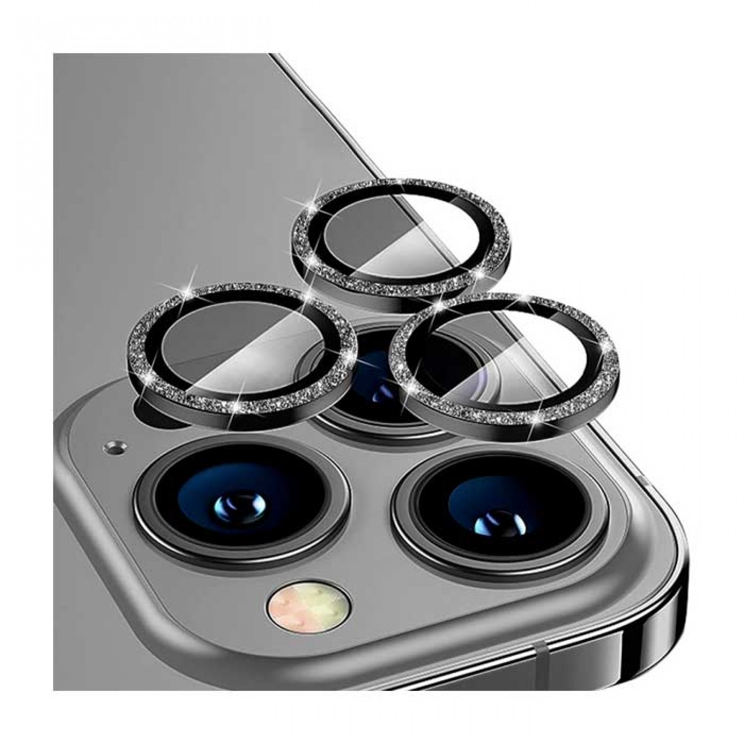 Προστασία Κάμερας Tempered Glass για iPhone 14 Pro/ 14 Pro Max Μαύρο Glitter