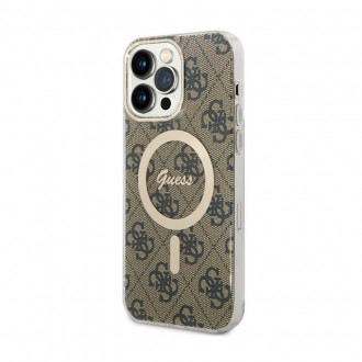 Guess 4G IML MagSafe Back Cover Σιλικόνης για iPhone 14 Pro Max Καφέ