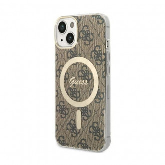 Guess 4G IML MagSafe Back Cover Σιλικόνης για iPhone 14 Καφέ