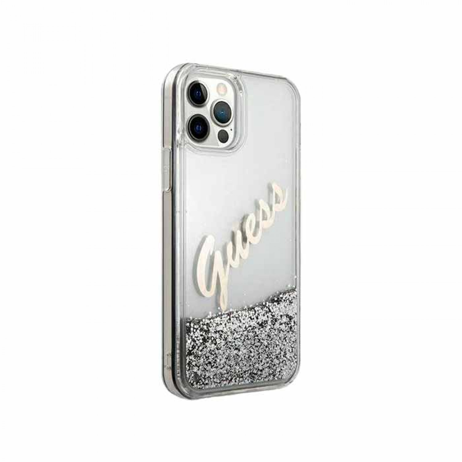 Guess Glitter Vintage Script Back Σιλικόνης για iPhone 12 Pro Max Διάφανο