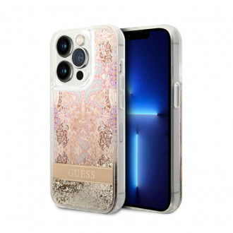 Guess Liquid Glitter Paisley Gold Collection Θήκη Σιλικόνης για iPhone 14 Pro Max Χρυσό