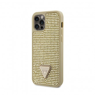Guess Rhinestones Triangle Back Cover Σιλικόνης για iPhone 12/ 12 Pro Χρυσό
