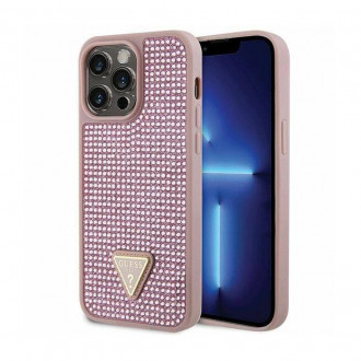 Guess Rhinestones Triangle Back Cover Σιλικόνης για iPhone 14 Pro Max Ροζ
