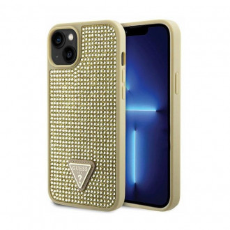 Guess Rhinestones Triangle Back Cover Σιλικόνης για iPhone 14 Χρυσό
