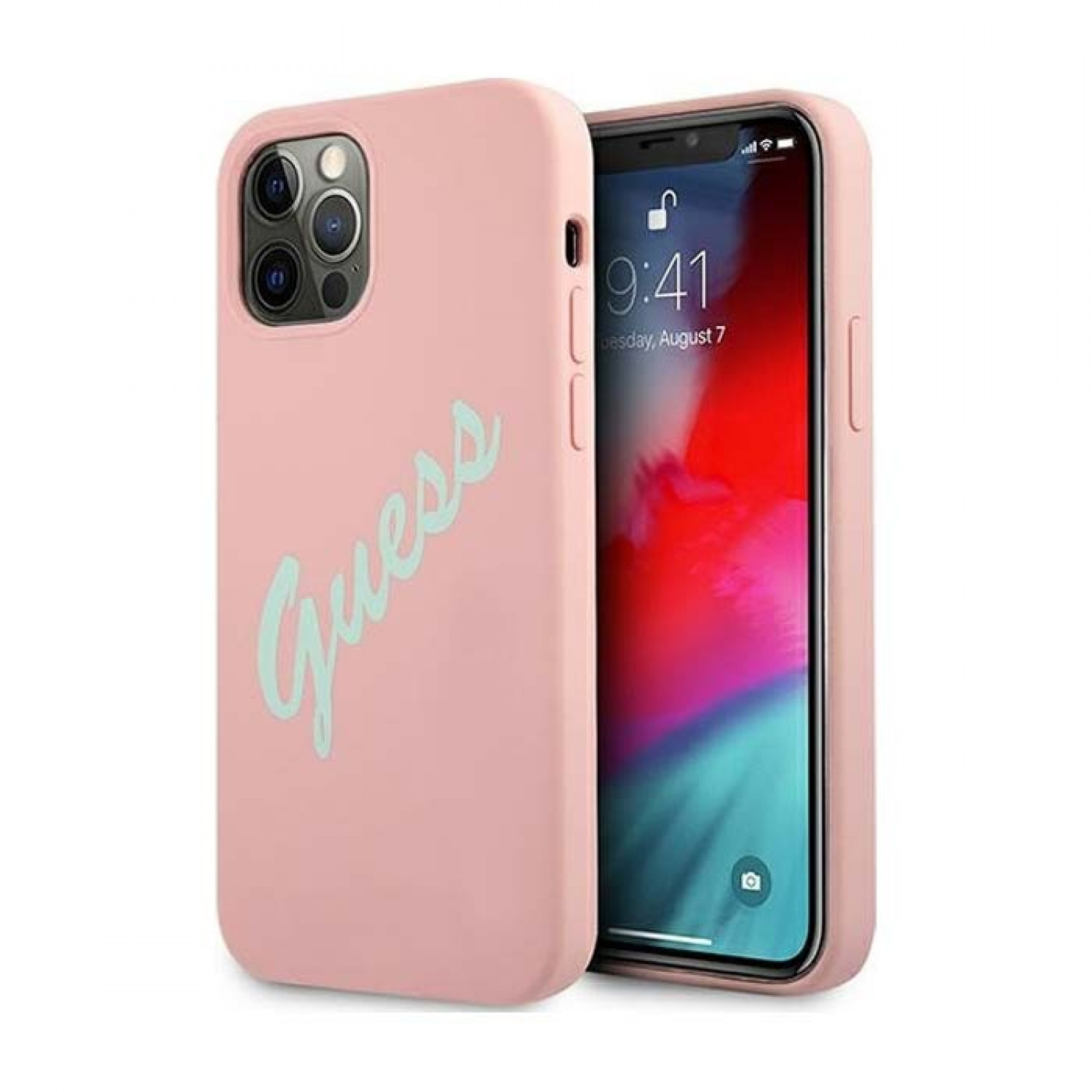 Guess “Vintage Script Logo Collection” Back Cover Σιλικόνης για iPhone 12 Pro Max Πράσινο/ Ροζ