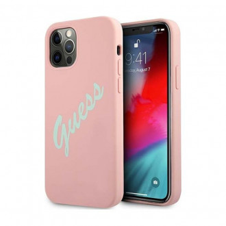 Guess “Vintage Script Logo Collection” Back Cover Σιλικόνης για iPhone 12 Pro Max Πράσινο/ Ροζ