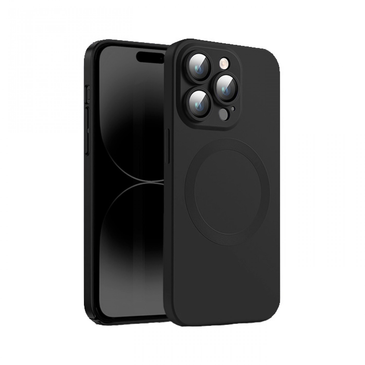 OEM Back Cover Σιλικόνης με MageSafe και Προστασία Κάμερας για iPhone 14 Pro Μαύρο
