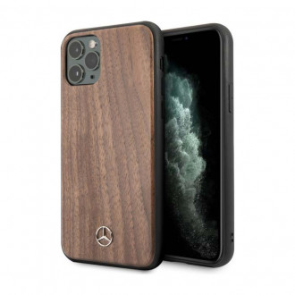 Mercedes-Benz Wood Line Back Cover Θήκη Ξύλινη για iPhone 11 Pro Max Brown Walnut